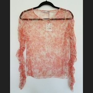 NWT ZARA orange mesh top